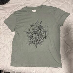 NWT Pale Mint Tee with Black floral graphics